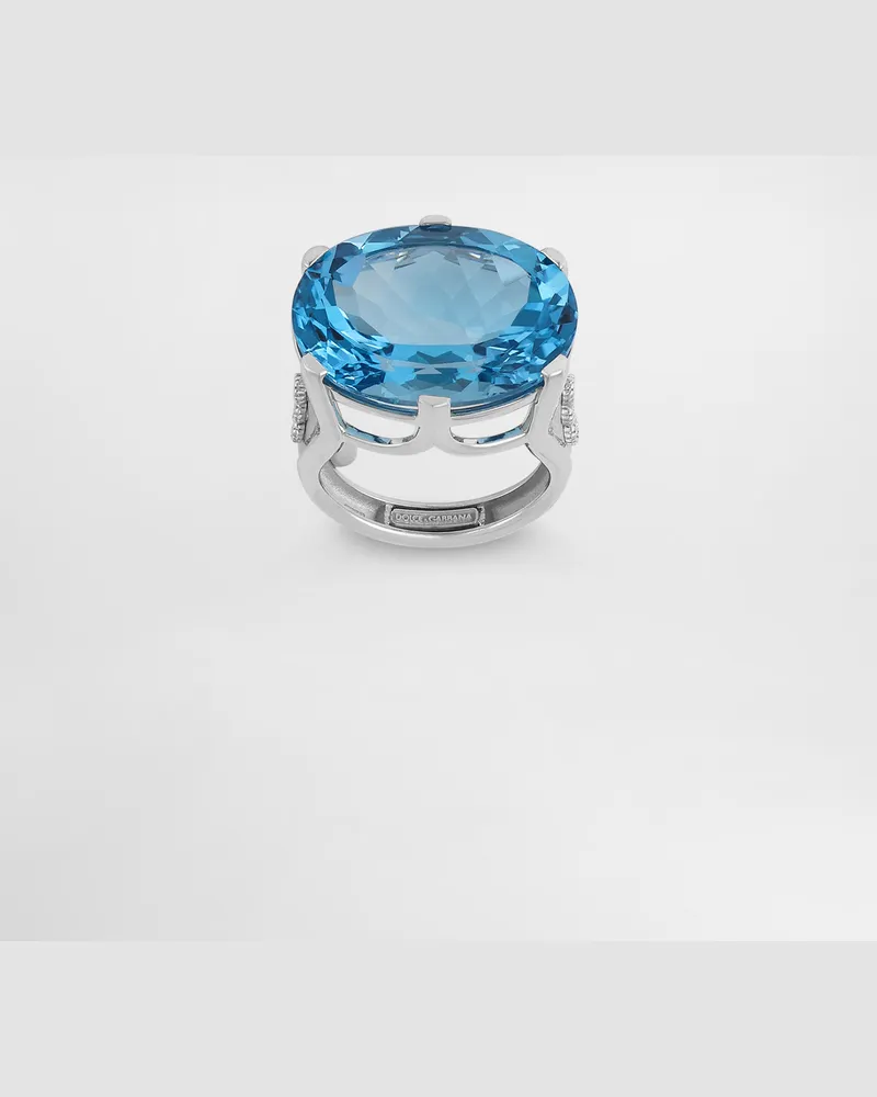 Dolce & Gabbana Anna Ring In 18-carat White Gold With Topaz And Diamonds - Frau Collection Wei White