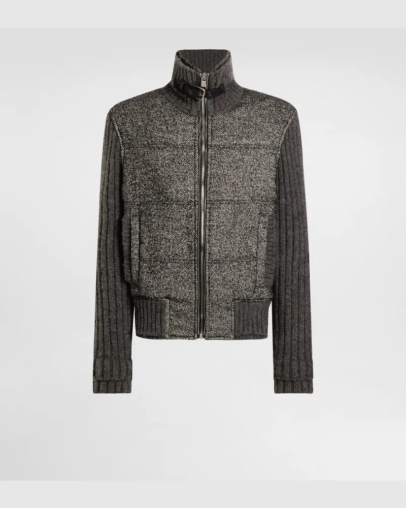 Dolce & Gabbana Knitted Houndstooth Jacket - Mann Mäntel Und Jacken Grey Grey