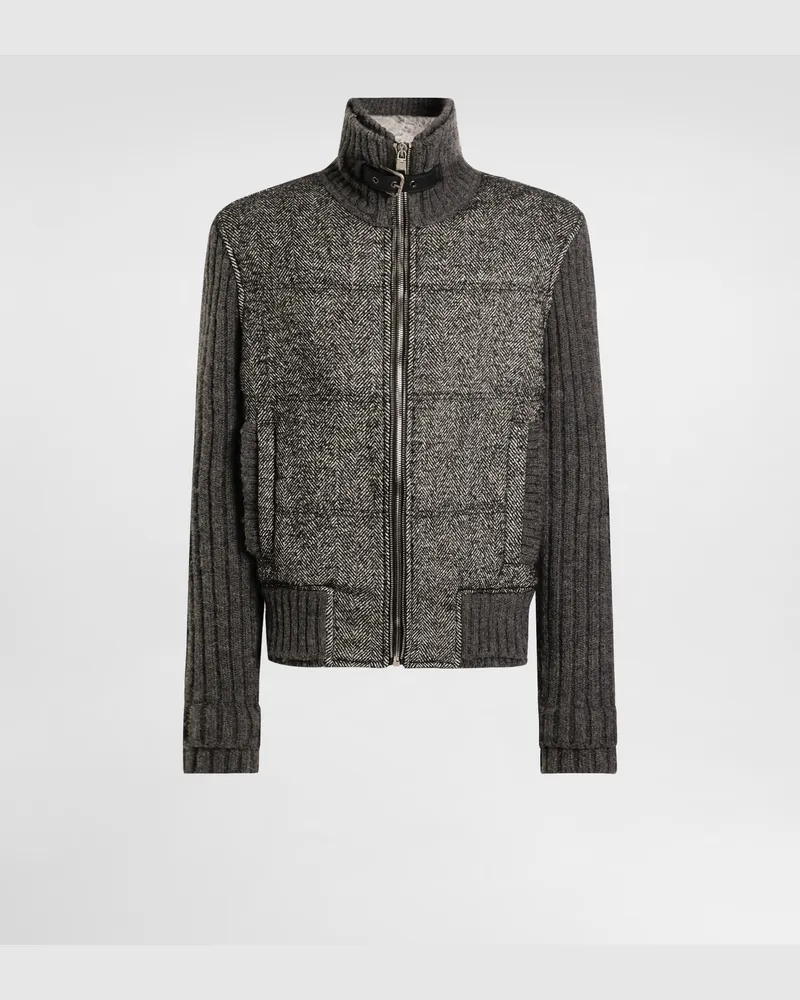 Dolce & Gabbana Knitted Houndstooth Jacket - Mann Mäntel Und Jacken Grey Grey
