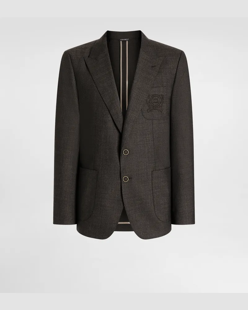 Dolce & Gabbana Single-breasted Portofino Wool Canvas Jacket - Mann Anzüge Und Blazer Beige Multicolor