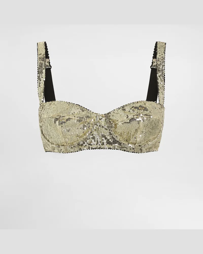 Dolce & Gabbana Balconette-bh Mit Mikropailletten-stickerei - Frau Unterwäsche Gold Gold