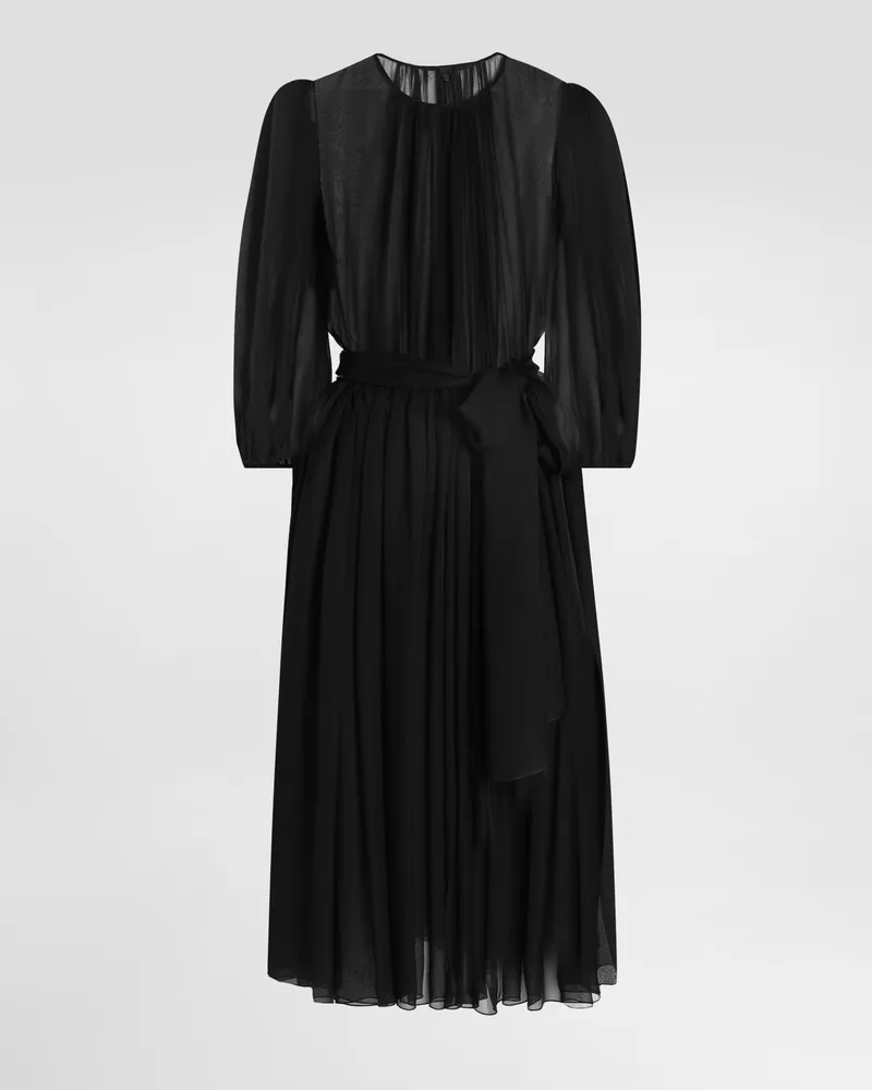 Dolce & Gabbana Chiffon Dress - Frau Kleider Schwarz Seide Black