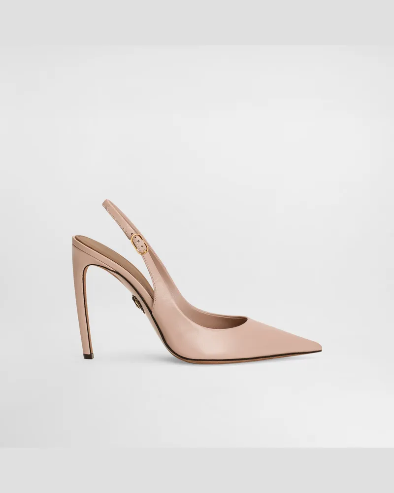 Dolce & Gabbana Slingback Aus Glänzendem Ziegenleder - Frau Pumps Und Slingbacks Puderrosa Puder