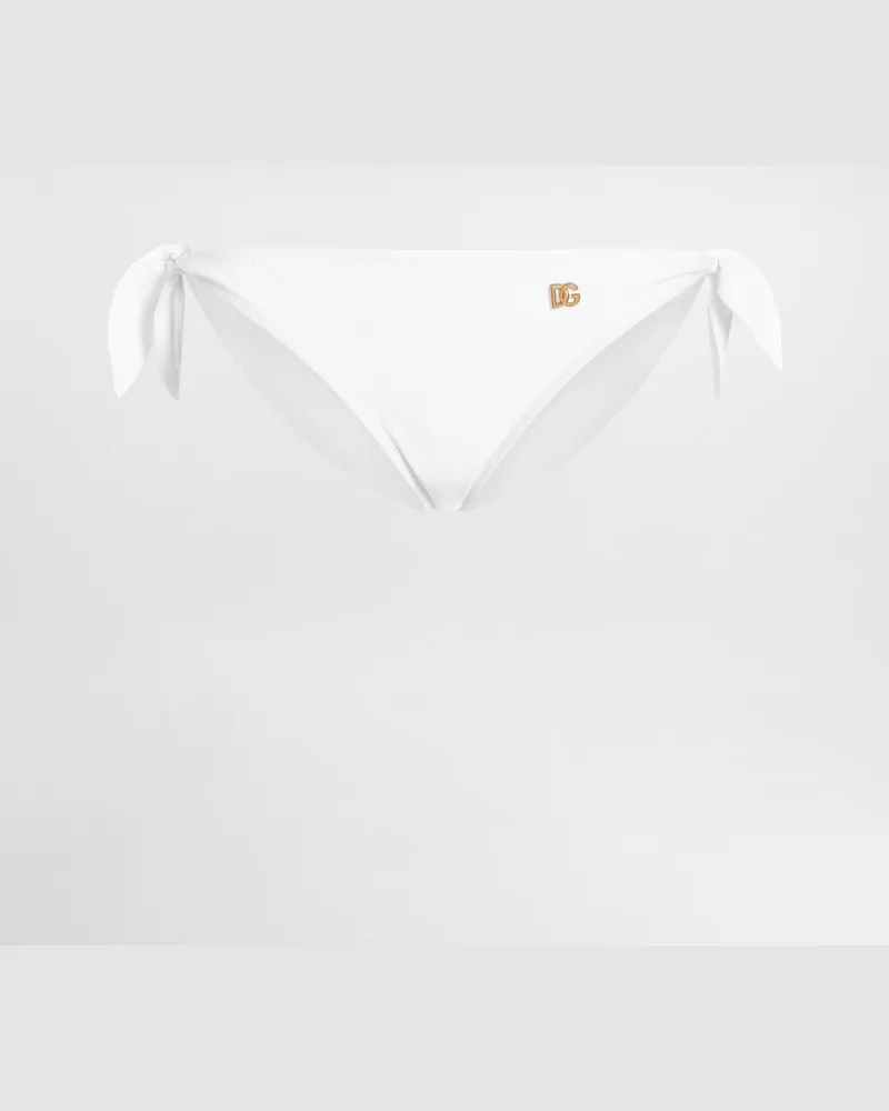 Dolce & Gabbana Bikinislip Mit Schleifen - Frau Bademode Wei� Jersey Weiss
