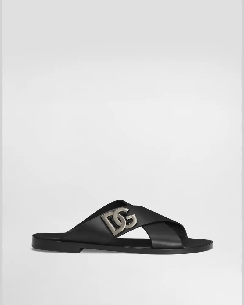 Dolce & Gabbana Sandalette Aus Kalbsleder - Mann Sandalen Und Slides Schwarz Leder Schwarz