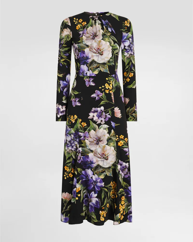 Dolce & Gabbana Charmeuse Dress With Floral Print - Frau Kleider Multicolor Multicolor