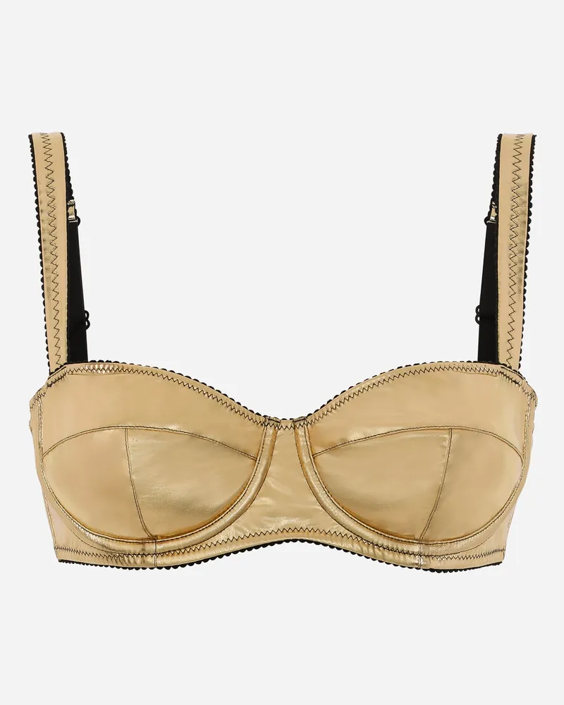 Dolce & Gabbana Balconette-bh Aus Jersey In Metallic-optik - Frau Unterwäsche Gold Jersey Gold