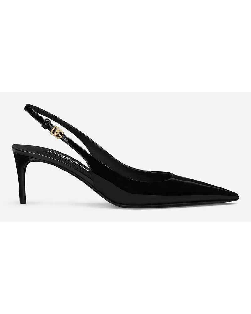 Dolce & Gabbana Slingback aus Lackleder Schwarz