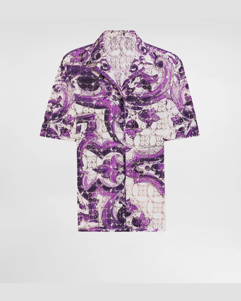 Dolce & Gabbana Majolica-print Crochet Lace Shirt - Frau Blusen Und Tops Multicolor Multicolor