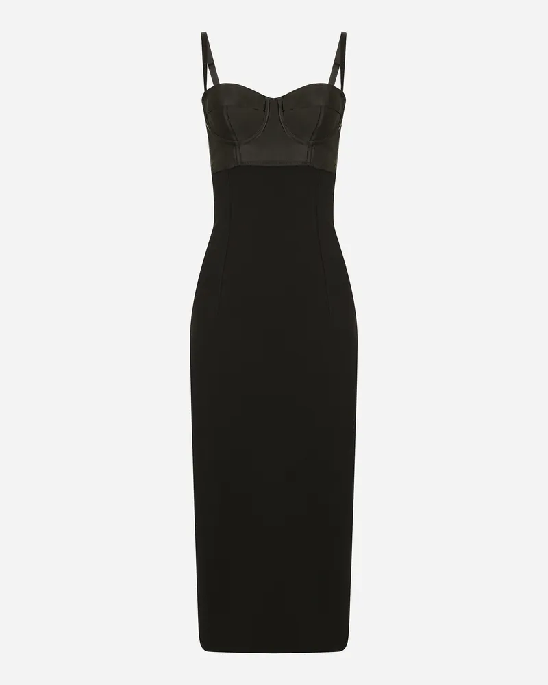 Dolce & Gabbana Longuette-kleid Aus Jersey Und Satin - Frau Kleider Schwarz Viskose Schwarz