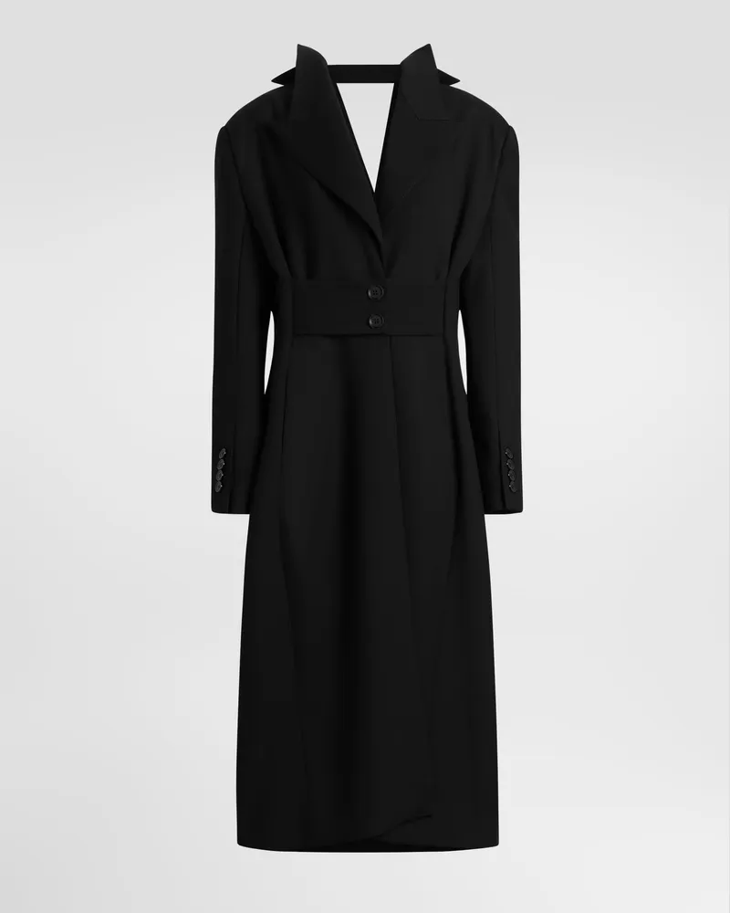 Dolce & Gabbana Mantel Aus Wollgabardine - Frau Collection Schwarz Schwarz