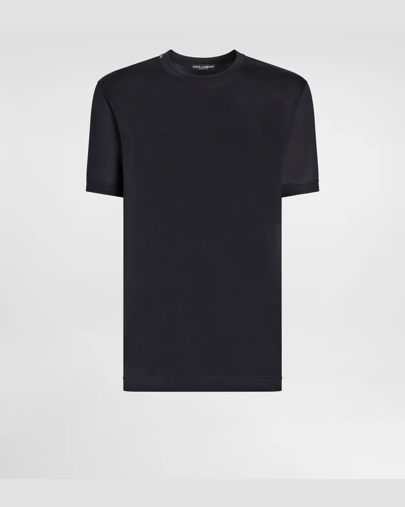 Dolce & Gabbana T-shirt Aus Seidenjersey - Mann Collection Blau Blue