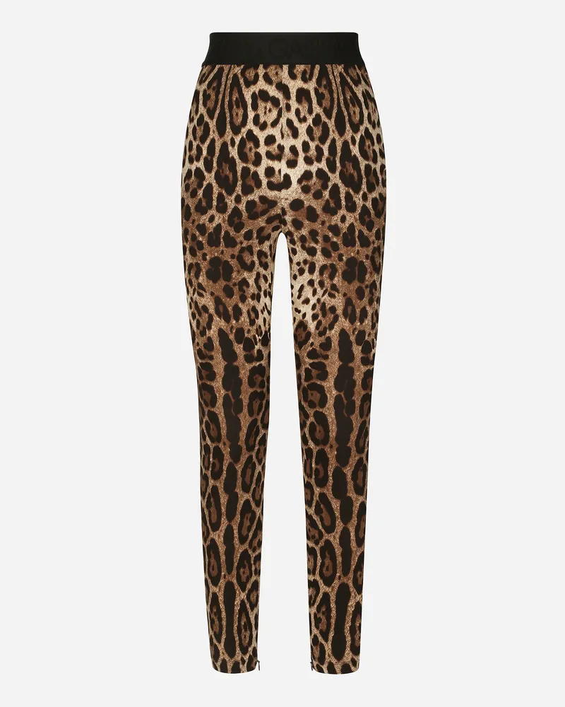 Dolce & Gabbana Leggings Aus Charmeuse Leoprint - Frau Hosen Und Shorts Animalprint Seide Animal-print