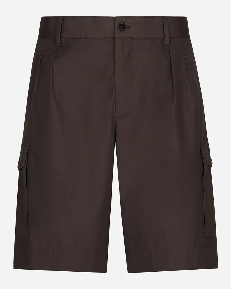 Dolce & Gabbana Bermudas Aus Popeline Mit Seitentaschen - Mann Hosen Und Shorts Braun Baumwolle Braun