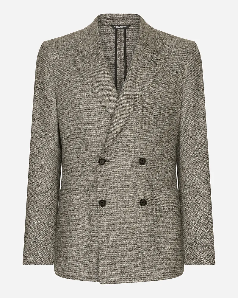 Dolce & Gabbana Zweireihige Jacke Portofino Aus Stretch-flanell - Mann Anzüge Und Blazer Grau Grau