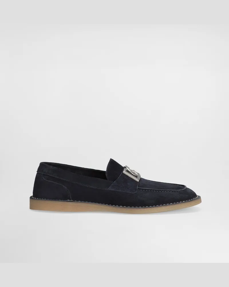 Dolce & Gabbana Mokassin Aus Veloursleder - Mann Driver Und Mokassins Blau Blau