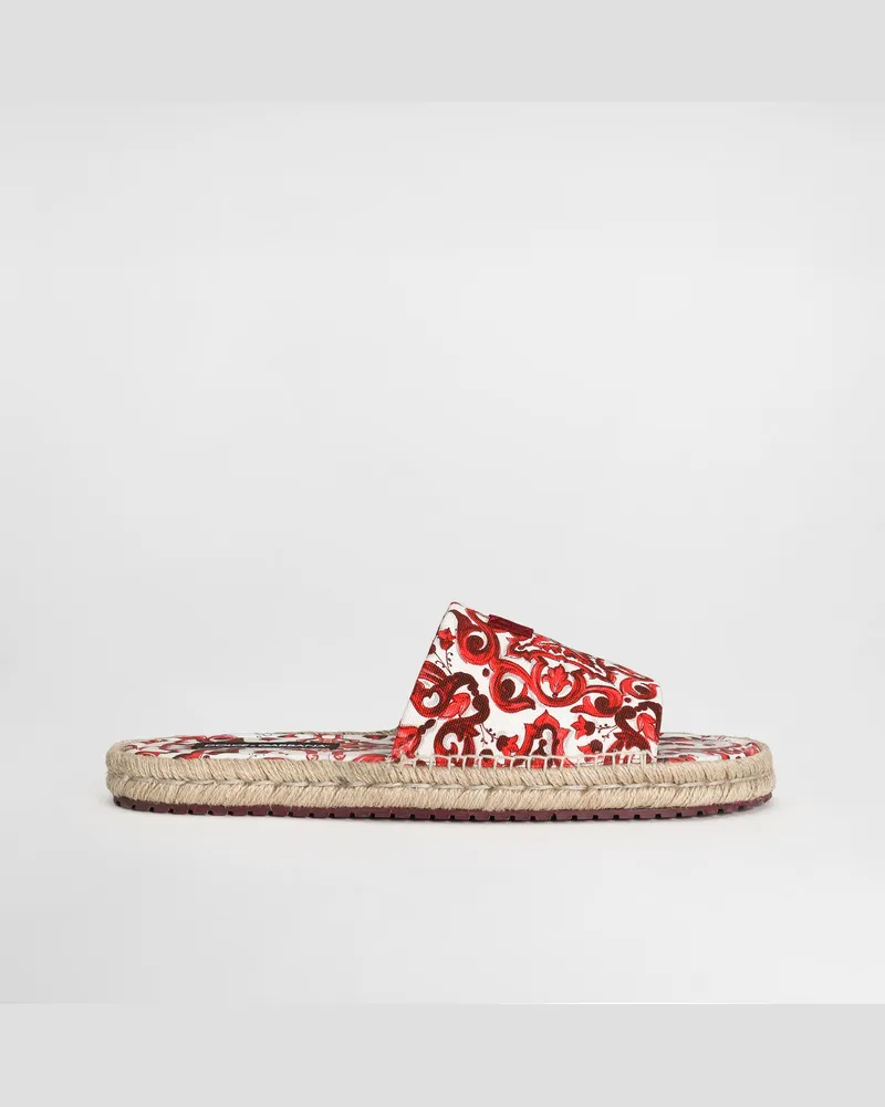 Dolce & Gabbana Espadrilles Aus Canvas Mit Majolika-print - Mann Sandalen Und Slides Multicolor Multicolor
