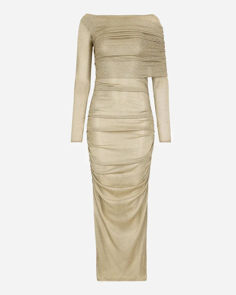 Dolce & Gabbana Longuette-kleid Aus Lurex-strick - Frau Kleider Gold Stoff Gold
