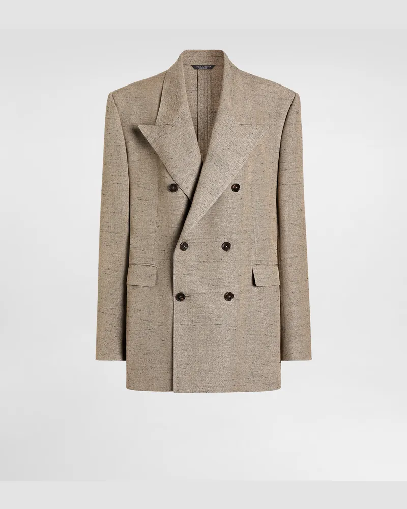 Dolce & Gabbana Double-breasted Sicilia Tweed Jacket - Frau Blazer Beige Mehrfarbig