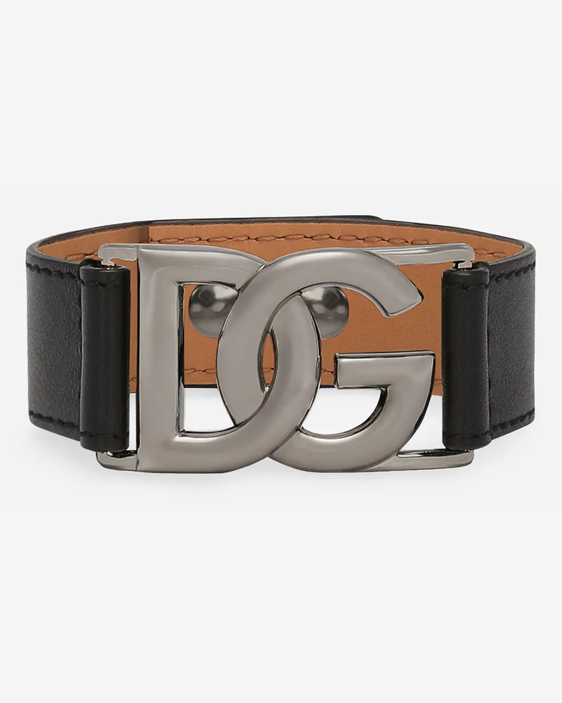 Dolce & Gabbana Armband Aus Kalbsleder Mit Dg-logo - Mann Bijoux Mehrfarbig Leder Schwarz