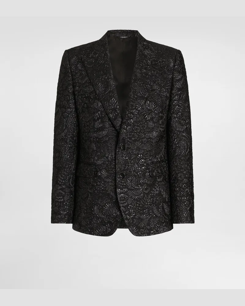 Dolce & Gabbana Jacke Sicilia Light Aus Brokat Mit Einreihiger Knopfleiste - Mann Anzüge Und Blazer Schwarz 