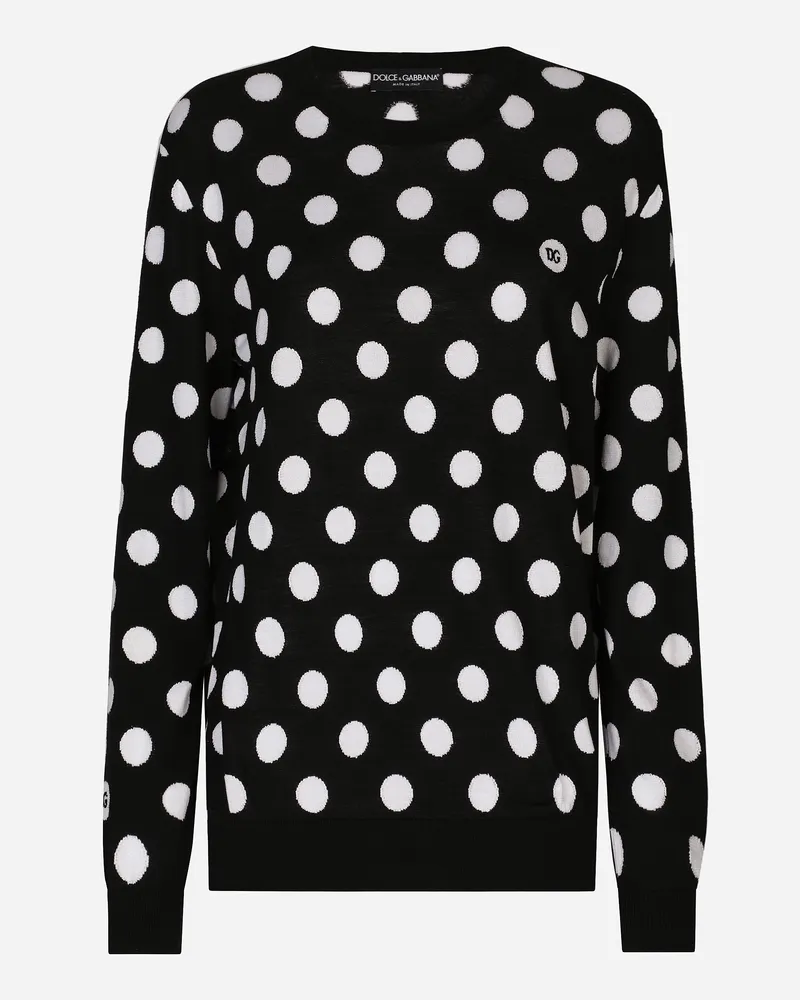 Dolce & Gabbana Intarsien-pullover Gepunktet Aus Wolle Und Seide - Frau Strickwaren Mehrfarbig Drucken
