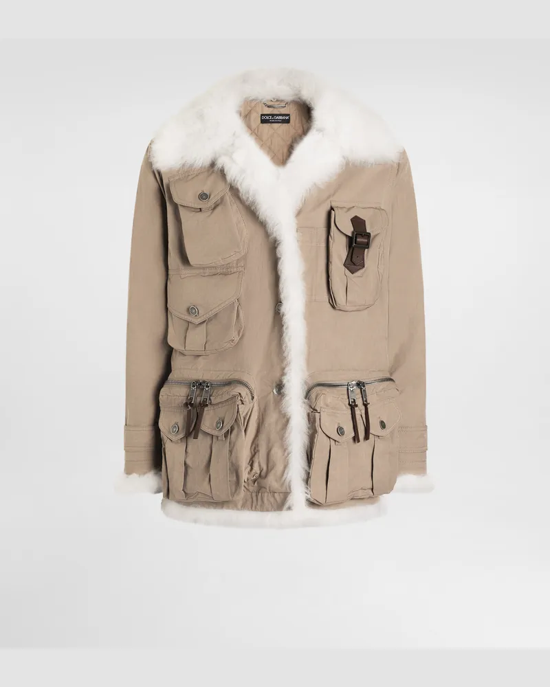 Dolce & Gabbana Waxed Faille Jacket - Mann Collection Beige Stoff Beige