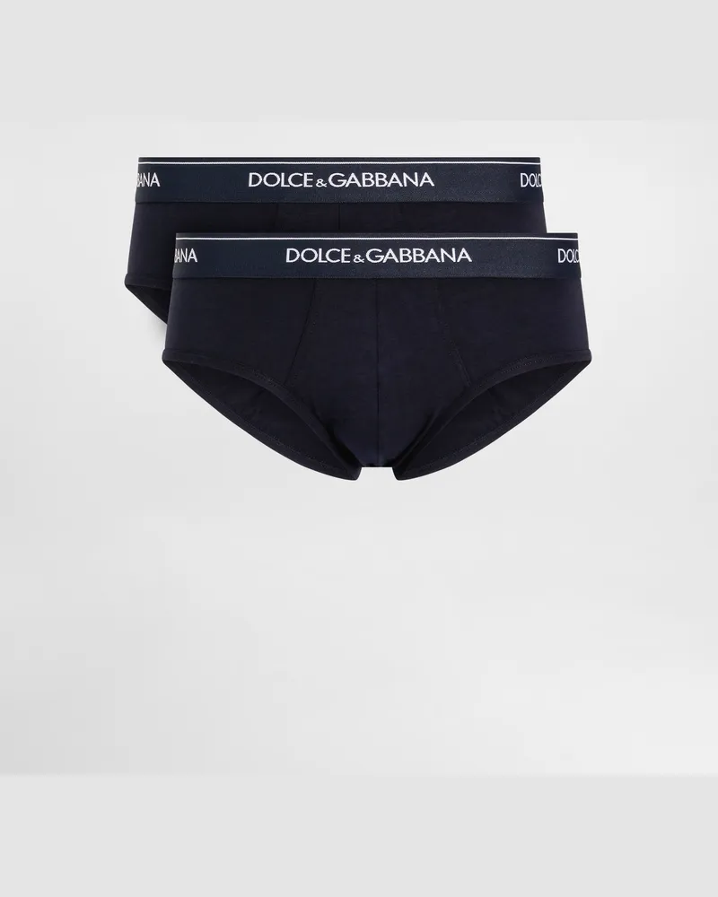 Dolce & Gabbana Bi-pack Brando Slip Baumwoll-stretch - Mann Unterwäsche Und Loungewear Blau Blau