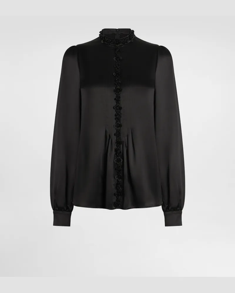 Dolce & Gabbana Oberteil Aus Seidensatin - Frau Blusen Und Tops Schwarz Seide Schwarz