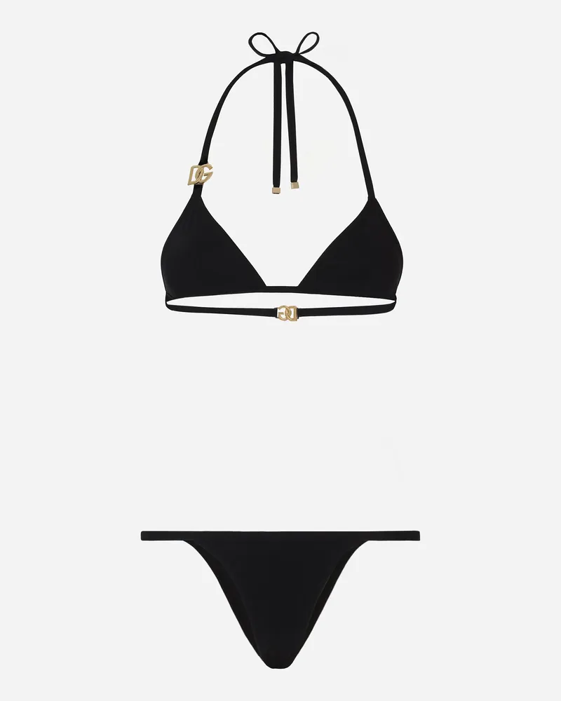 Dolce & Gabbana Erweitern Sie Ihre Persönliche Bademoden-kollektion Um Diesen Schlicht-eleganten Bikini In Nero Sicilia Mit Dg-metalllogo; Der Für Einen Individuellen Look Sorgt. - Frau Bademode Schwarz Jersey Schwarz