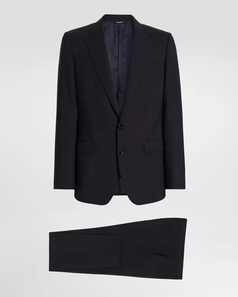 Dolce & Gabbana Einreihiger Martini Light Anzug Aus Wollgabardine - Mann Anzüge Und Blazer Blau 