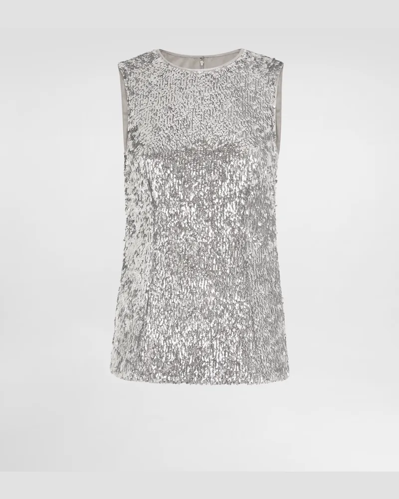 Dolce & Gabbana Sequin Top - Frau Collection Silber Silver