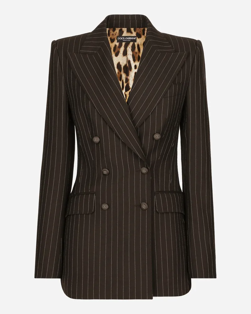 Dolce & Gabbana Zweireihige Turlington-nadelstreifenjacke Aus Wolle - Frau Blazer Mehrfarbig Wolle Mehrfarbig