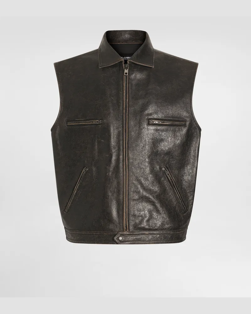 Dolce & Gabbana Leather Jacket - Mann Mäntel Und Jacken Schwarz Black