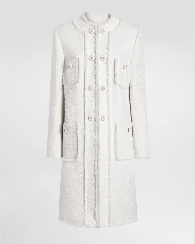 Dolce & Gabbana Einreihiger Mantel Aus Raschel-tweed - Frau Mäntel Und Jacken Wei Weiss