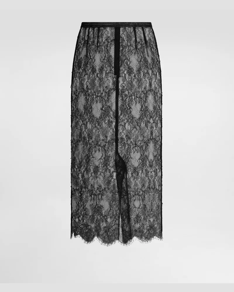 Dolce & Gabbana Spitzenrock - Frau Röcke Schwarz Spitze Schwarz