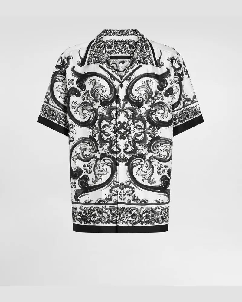 Dolce & Gabbana Hawaiihemd Aus Seidentwill Mit Majolika-print - Mann Hemden Mehrfarbig Mehrfarbig
