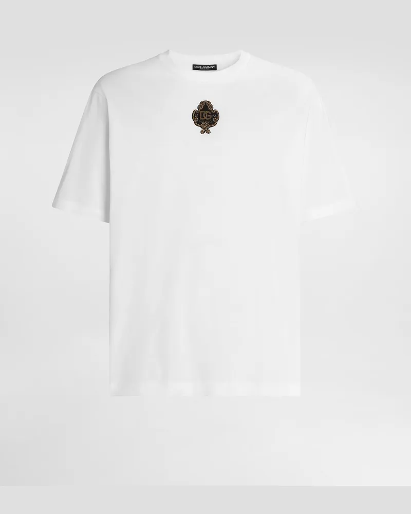Dolce & Gabbana T-shirt Aus Baumwolle Mit Patch - Mann Collection Wei White