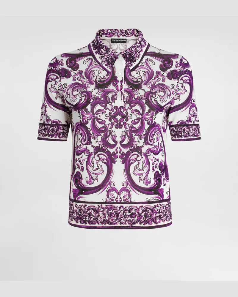 Dolce & Gabbana Majolica-print Silk Polo - Frau Strickwaren Multicolor Multicolor