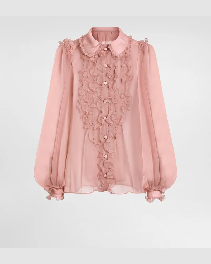 Dolce & Gabbana Silk Chiffon Shirt - Frau Blusen Und Tops Pink Pink
