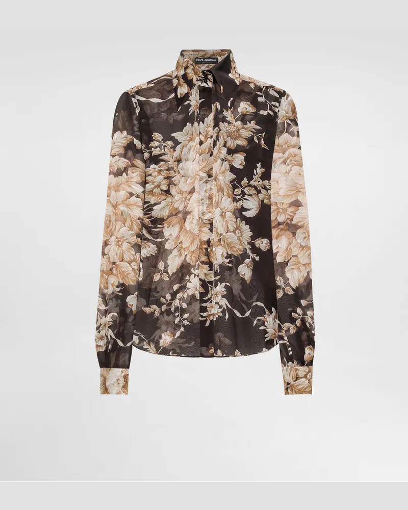 Dolce & Gabbana Bluse Aus Chiffon Mit Rosenprint - Frau Blusen Und Tops Drucken Drucken
