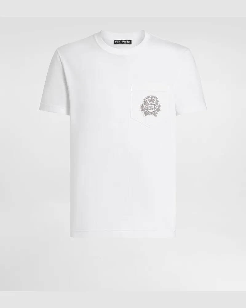 Dolce & Gabbana Cotton T-shirt With Embroidery - Mann T-shirts Und Polos Wei White