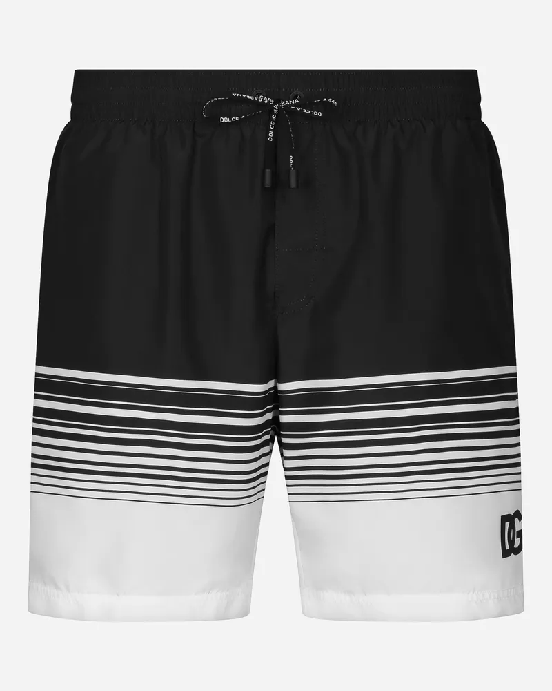 Dolce & Gabbana Mittellange Badeshorts Dg-print - Mann Beachwear Weiss Weiss