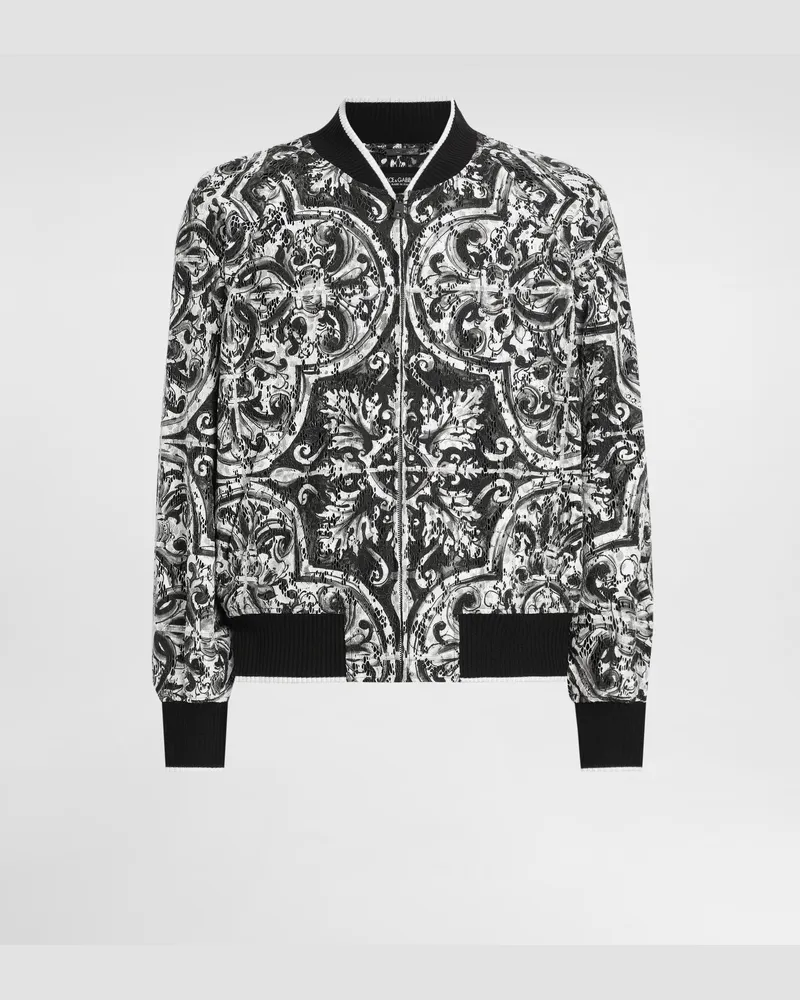 Dolce & Gabbana Jacke Aus Kordelspitze Mit Majolika-print - Mann Mäntel Und Jacken Mehrfarbig Mehrfarbig
