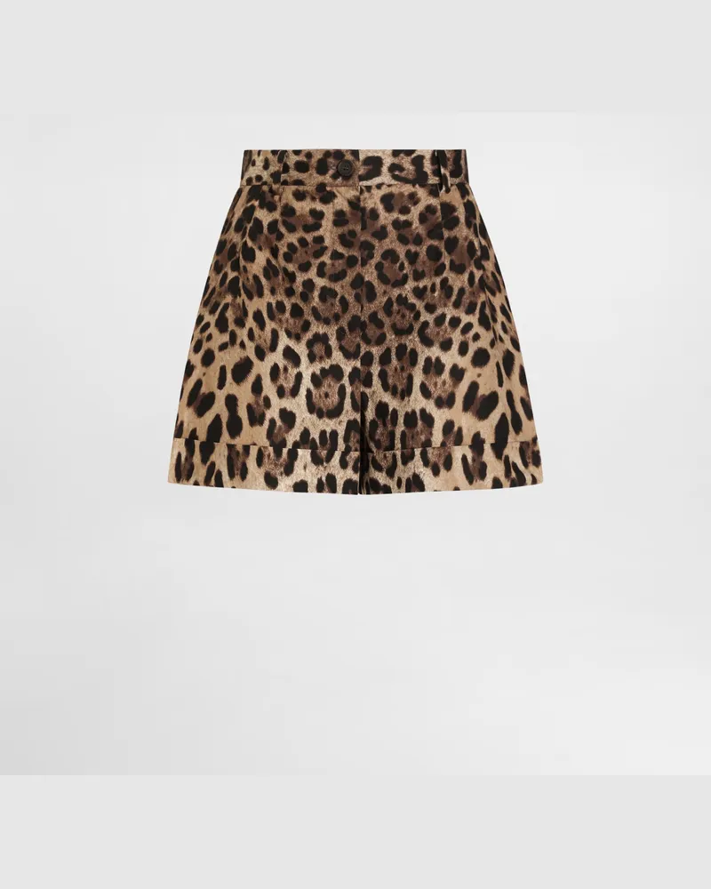 Dolce & Gabbana Shorts Aus Popeline Leoprint - Frau Hosen Und Shorts Animalprint Animal-print
