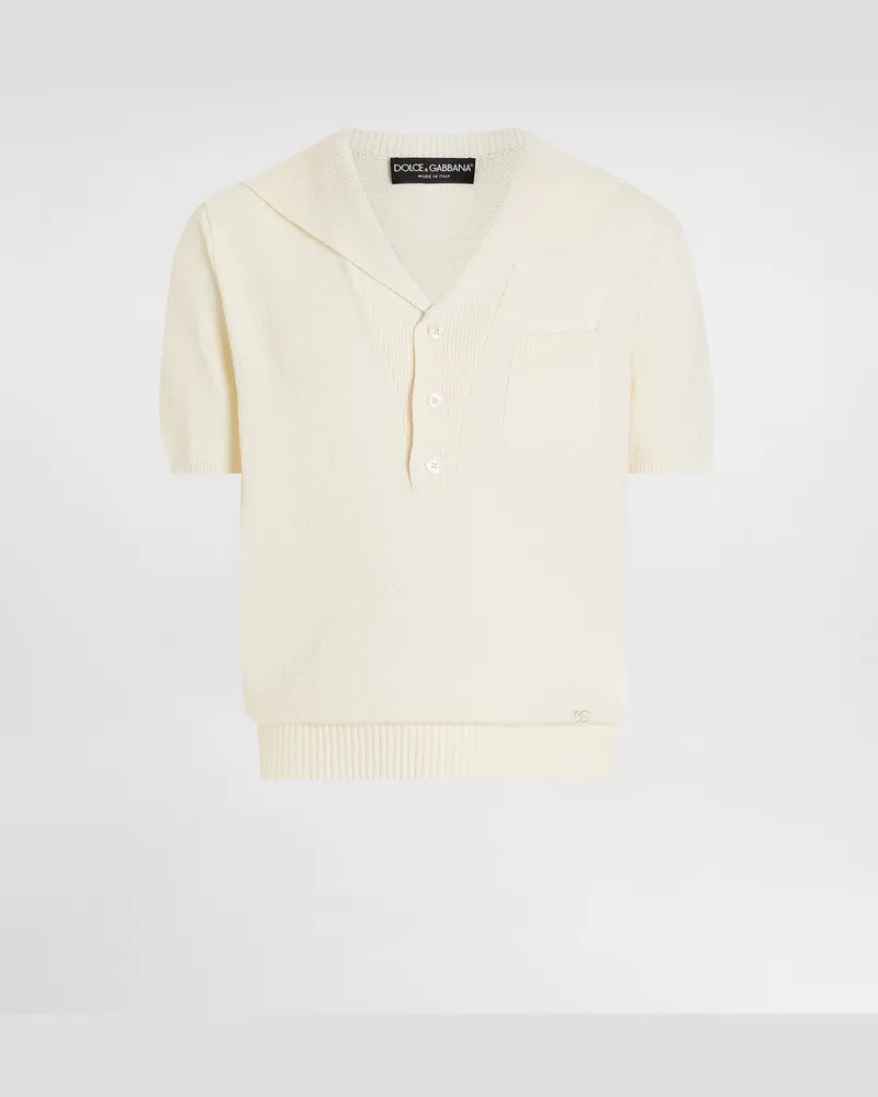 Dolce & Gabbana Cotton Polo Shirt - Mann Strickwaren Beigne Beigne