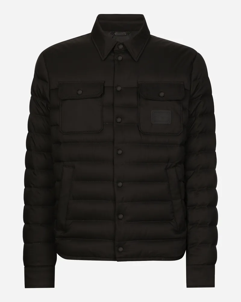 Dolce & Gabbana Wattierte Jacke Aus Satin Mit Hemdkragen - Mann Mäntel Und Jacken Schwarz Schwarz