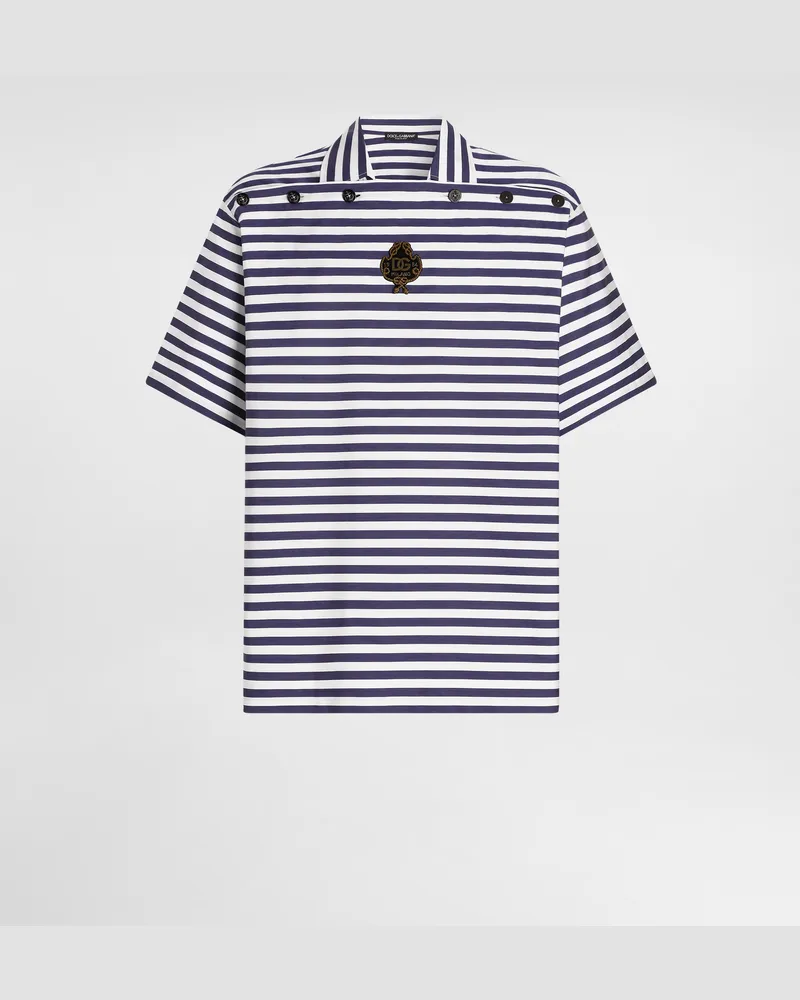 Dolce & Gabbana Polohemd Aus Baumwolle In Streifenoptik - Mann T-shirts Und Polos Mehrfarbig Mehrfarbig