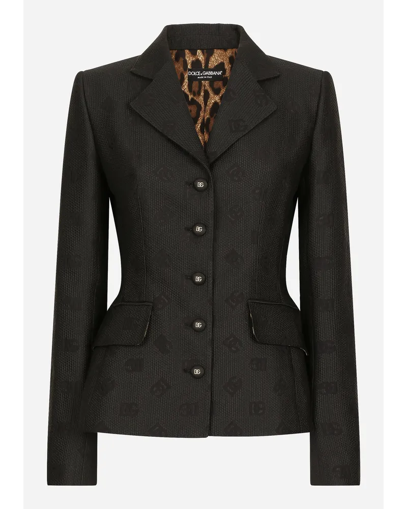 Dolce & Gabbana Jacke Dolce aus Matelassé-Jacquard DG-Logo Schwarz