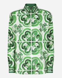 Dolce & Gabbana Hawaiihemd aus Leinen Majolika-Print Drucken